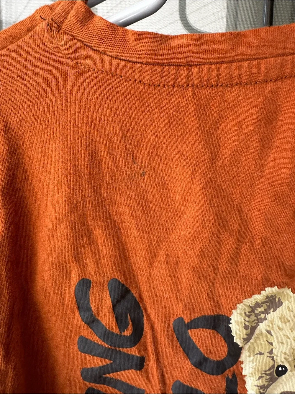 100% Cotton Boys Orange Skateboard Bear Short Sleeve Tee